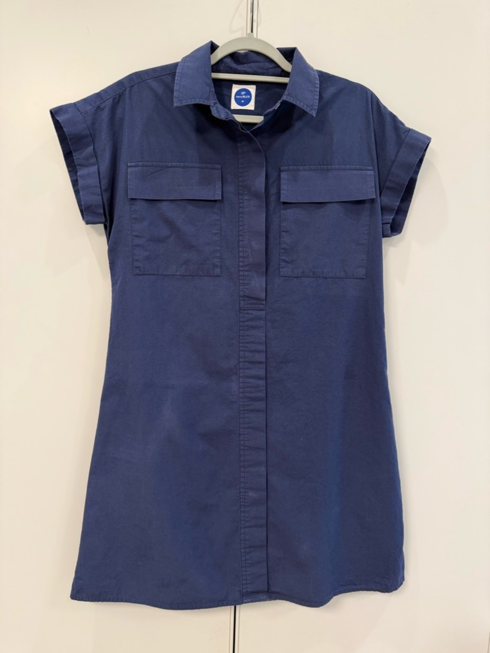 Navy Bleu - Navy Short-Sleeve Shirt Dress